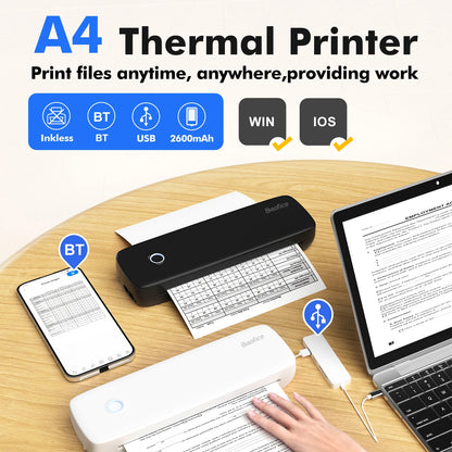 A4 Portable Thermal Transfer Printer with 1 Paper Roll