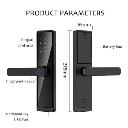 WiFi Smart Door Lock Keyless Entry Handle w/Cards and Keys