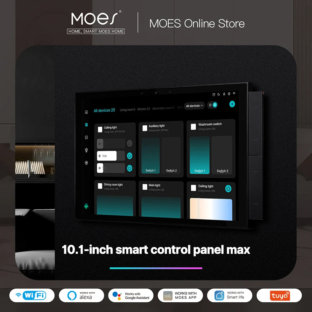 10.1 Inch Smart Home Touch Control Panel with Bluetooth App Control WiFi All-in-One