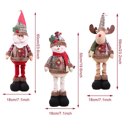 Christmas Plush Long Leg Standing Santa Clause Snowman Reindeer