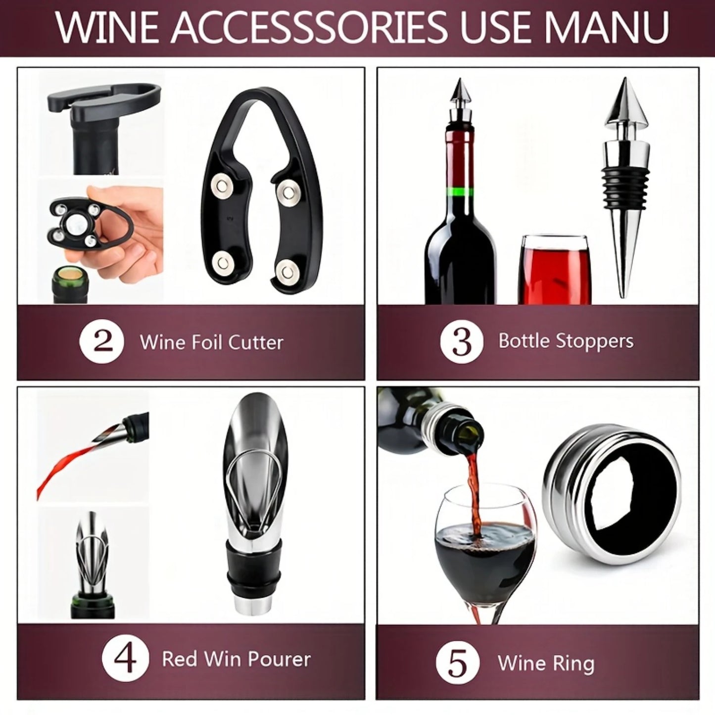 3 Pieces Creative Wine Bottle Opener, Gift Set