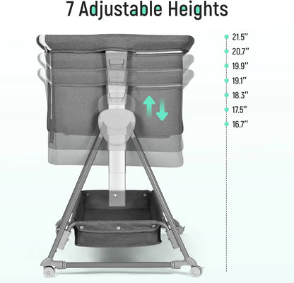 Baby Bassinet Adjustable Bedside Sleeper Folding Basket and Wheels