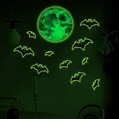 Luminous Moon Bat Halloween Wall Stickers