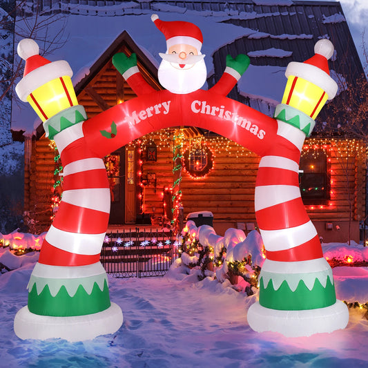 8.9 FT Lighted Christmas Inflatable Archway Santa Claus