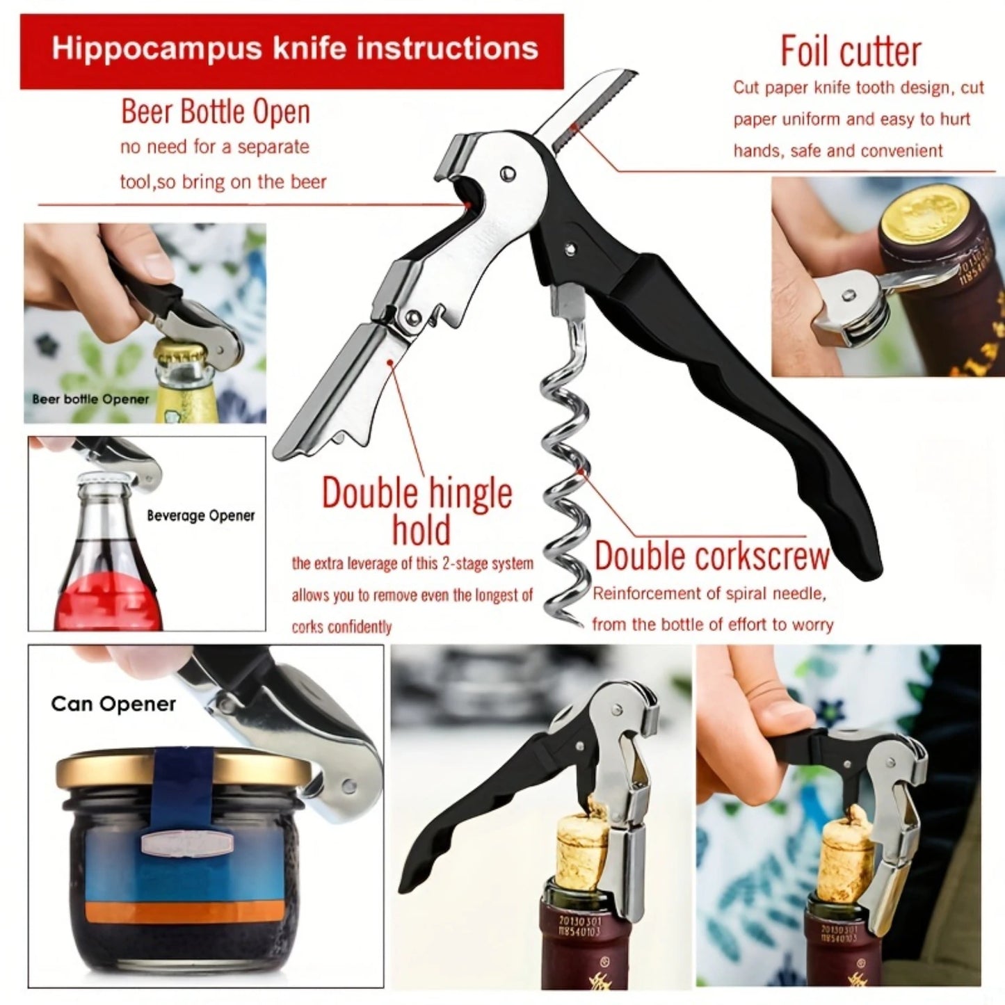 3 Pieces Creative Wine Bottle Opener, Gift Set