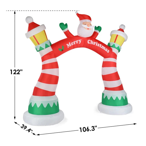 8.9 FT Lighted Christmas Inflatable Archway Santa Claus