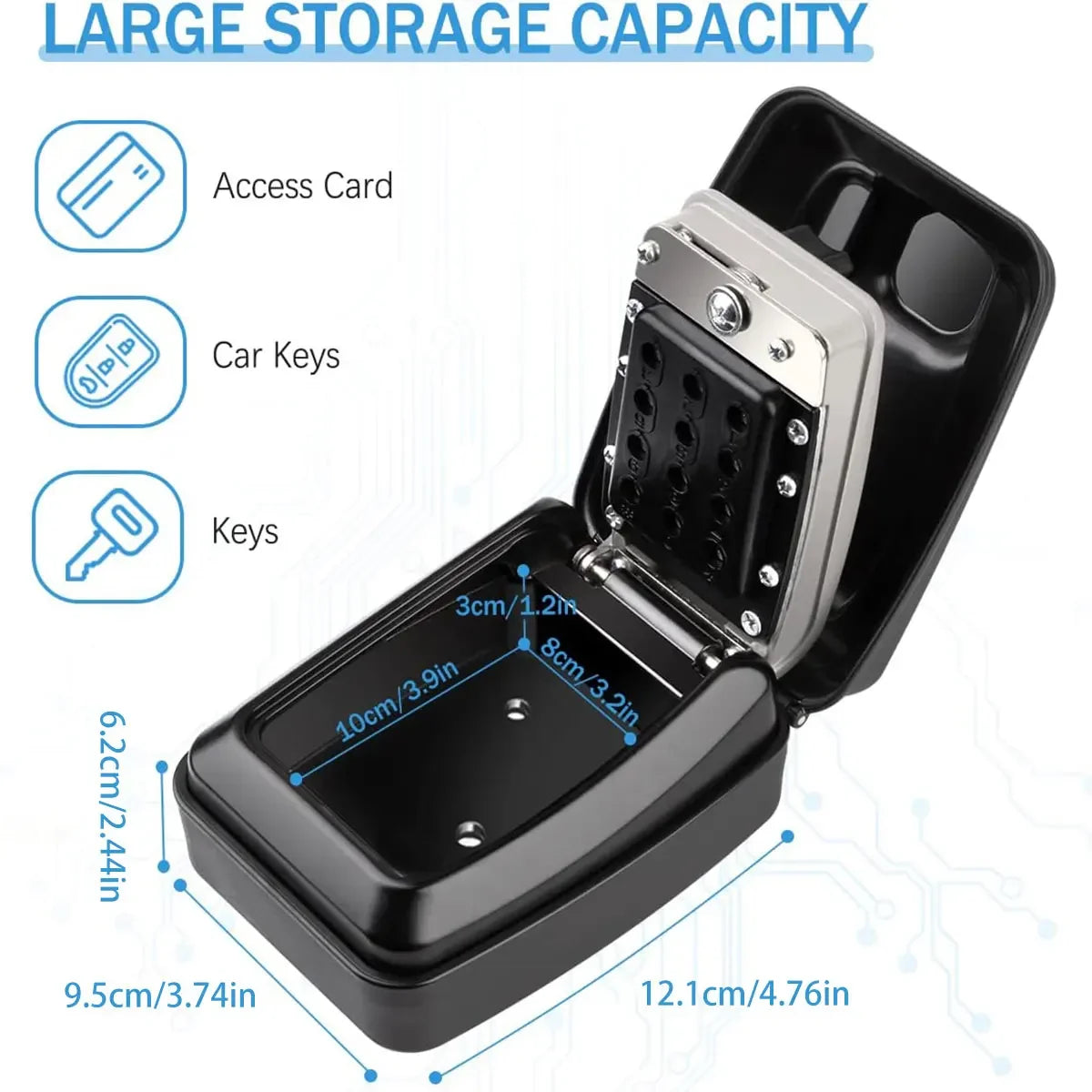 Key Lock Box Wall-Mount Secret Code Security Key Safe