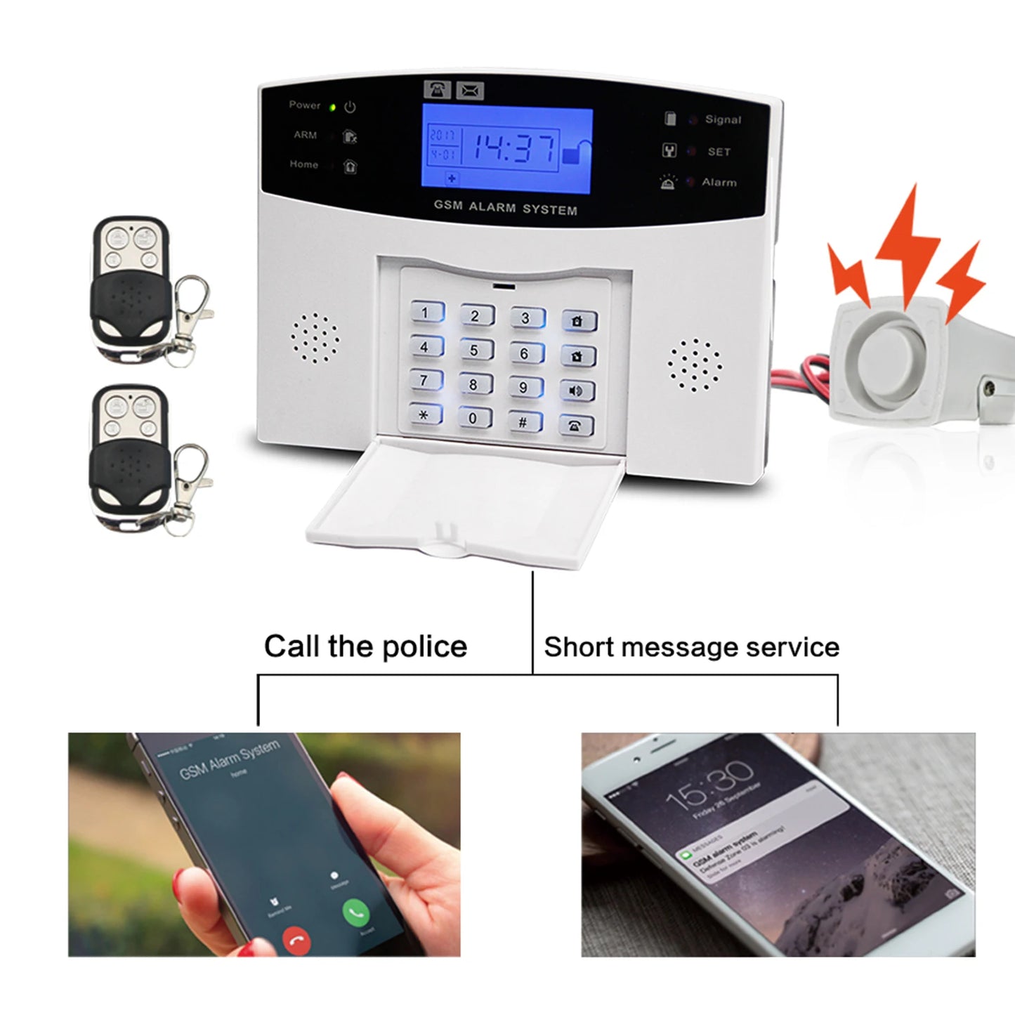 WiFi GSM Alarm System LCD Display Two-way Voice Intercom