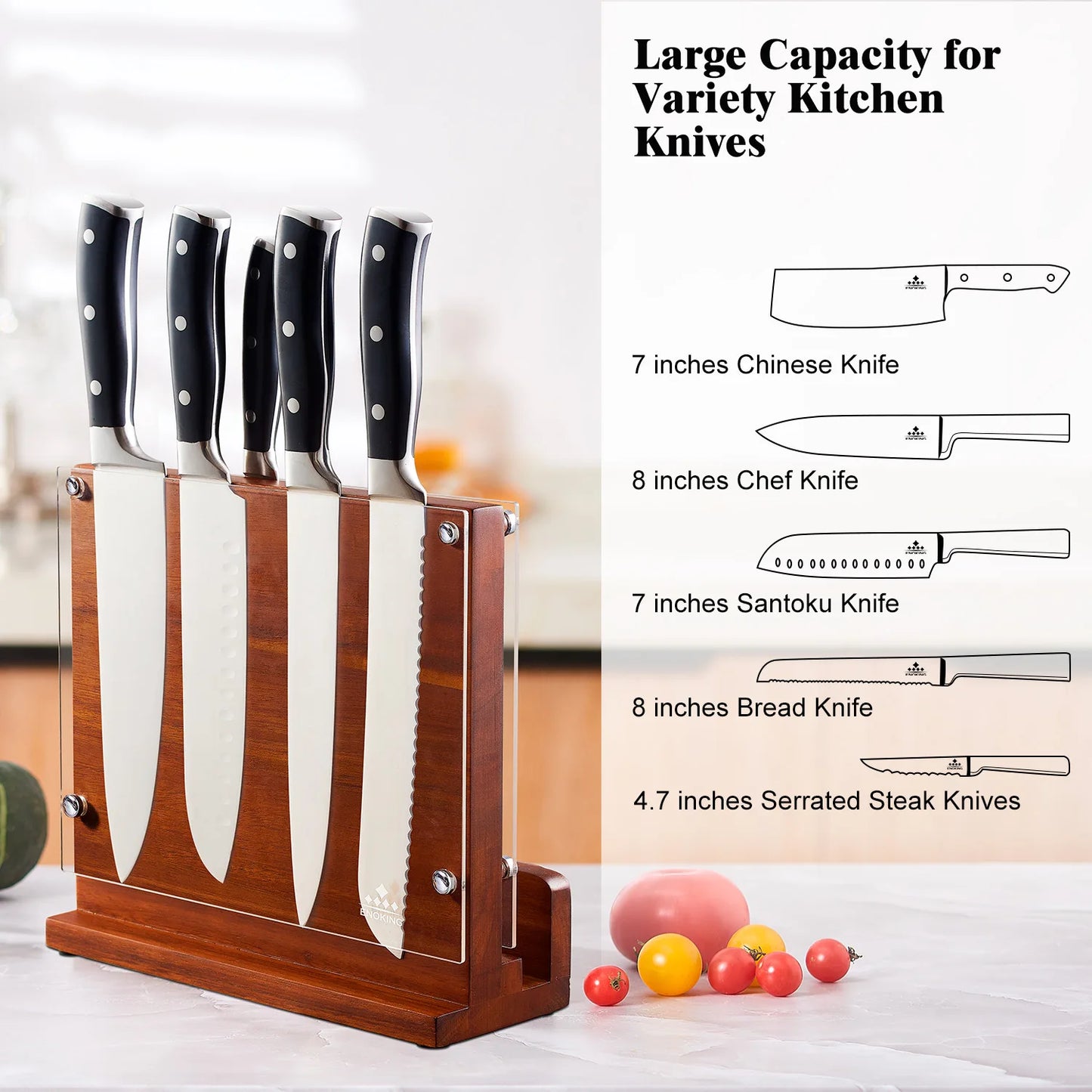 Magnetic Knife Block with Acrylic Shield, Double Side  **Knives Not Included**